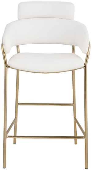 Yara Faux Leather / Iron / Engineered Wood / Foam Contemporary Cream Faux Leather Counter Stool - 21.5" W x 20.5" D x 41" H