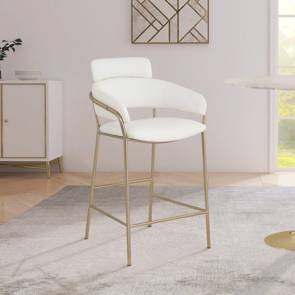 Yara Faux Leather / Iron / Engineered Wood / Foam Contemporary Cream Faux Leather Counter Stool - 21.5" W x 20.5" D x 41" H