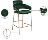 Yara Velvet / Iron / Foam Contemporary Green Velvet Counter Stool - 21.5" W x 20.5" D x 41" H