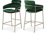 Yara Velvet / Iron / Foam Contemporary Green Velvet Counter Stool - 21.5" W x 20.5" D x 41" H