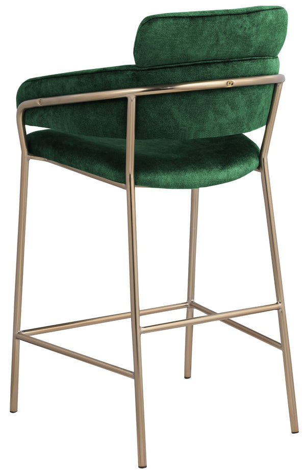 Yara Velvet / Iron / Foam Contemporary Green Velvet Counter Stool - 21.5" W x 20.5" D x 41" H