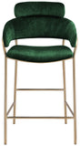 Yara Velvet / Iron / Foam Contemporary Green Velvet Counter Stool - 21.5" W x 20.5" D x 41" H