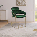 Yara Velvet / Iron / Foam Contemporary Green Velvet Counter Stool - 21.5" W x 20.5" D x 41" H