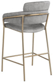 Yara Velvet / Iron / Foam Contemporary Grey Velvet Counter Stool - 21.5" W x 20.5" D x 41" H