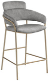 Yara Velvet / Iron / Foam Contemporary Grey Velvet Counter Stool - 21.5" W x 20.5" D x 41" H