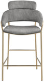 Yara Velvet / Iron / Foam Contemporary Grey Velvet Counter Stool - 21.5" W x 20.5" D x 41" H