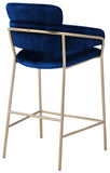 Yara Velvet / Iron / Foam Contemporary Navy Velvet Counter Stool - 21.5" W x 20.5" D x 41" H