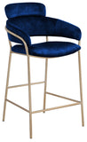 Yara Velvet / Iron / Foam Contemporary Navy Velvet Counter Stool - 21.5" W x 20.5" D x 41" H