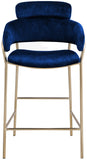 Yara Velvet / Iron / Foam Contemporary Navy Velvet Counter Stool - 21.5" W x 20.5" D x 41" H