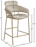 Yara Velvet / Iron / Foam Contemporary Stone Velvet Counter Stool - 21.5" W x 20.5" D x 41" H