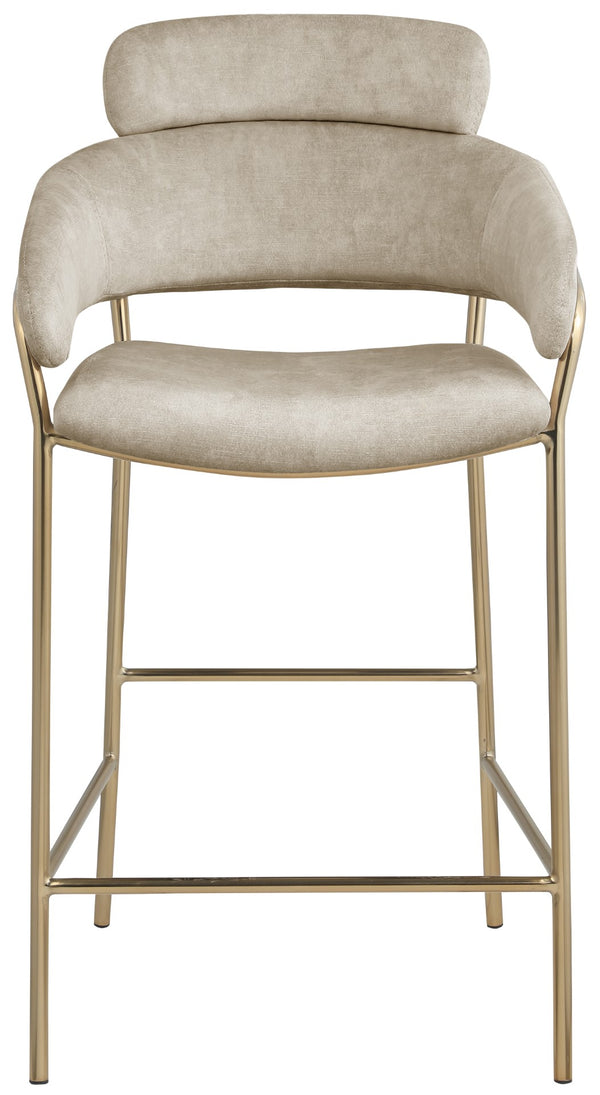 Yara Velvet / Iron / Foam Contemporary Stone Velvet Counter Stool - 21.5" W x 20.5" D x 41" H