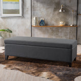 York Dark Grey Fabric Storage Ottoman Noble House