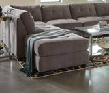 Claude Elegant Tufted Ottoman in Dove Grey - Chic Microfiber Cushion for Stylish Comfort & Versatility