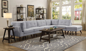 Churchill Modern 6-piece Upholstered Tufted Sectional Set Grey