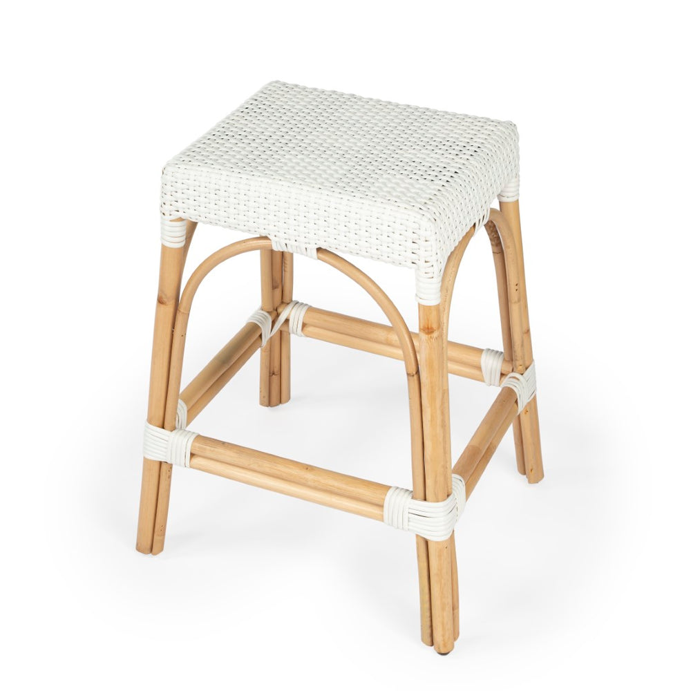 Butler Specialty Robias  24.5" White Rattan Rectangular Rattan Counter Stool 5513304