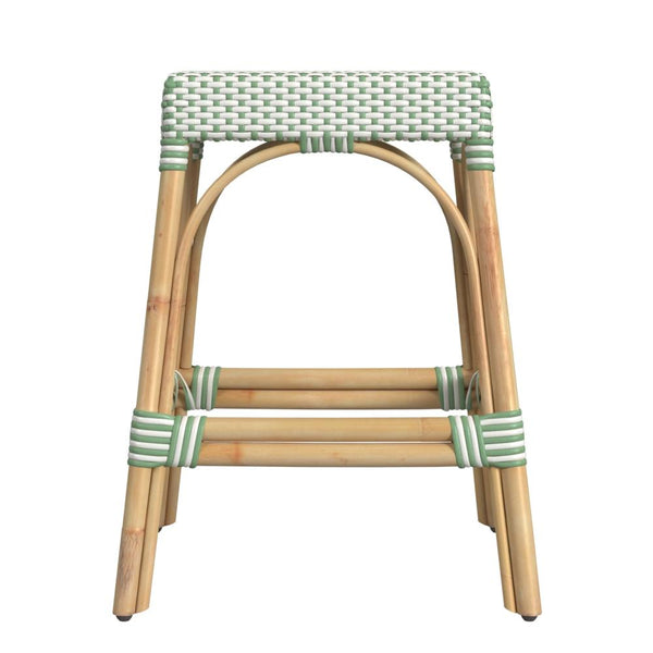 Butler Specialty Tobias 24.5" Rattan White and Green Counter Stool 5513426