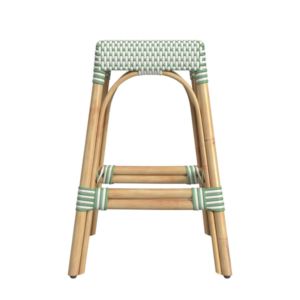 Butler Specialty Tobias 24.5" Rattan White and Green Counter Stool 5513426