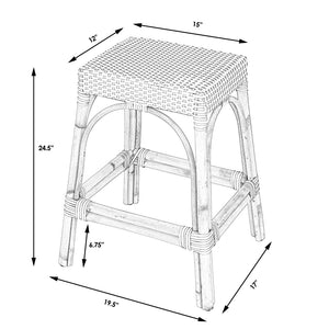 Butler Specialty Tobias 24.5" Rattan White and Green Counter Stool 5513426