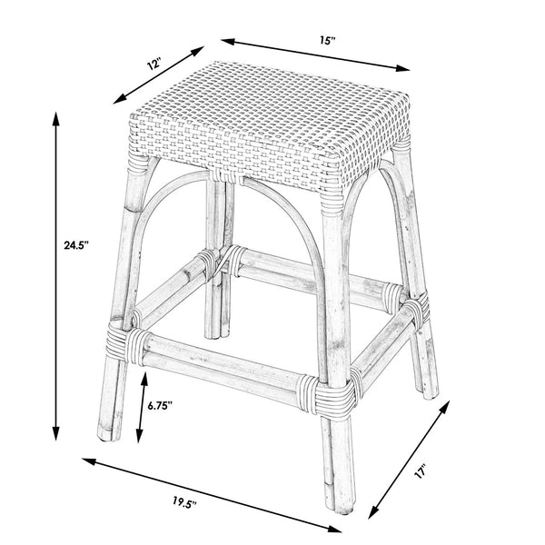 Butler Specialty Tobias 24.5" Rattan White and Green Counter Stool 5513426