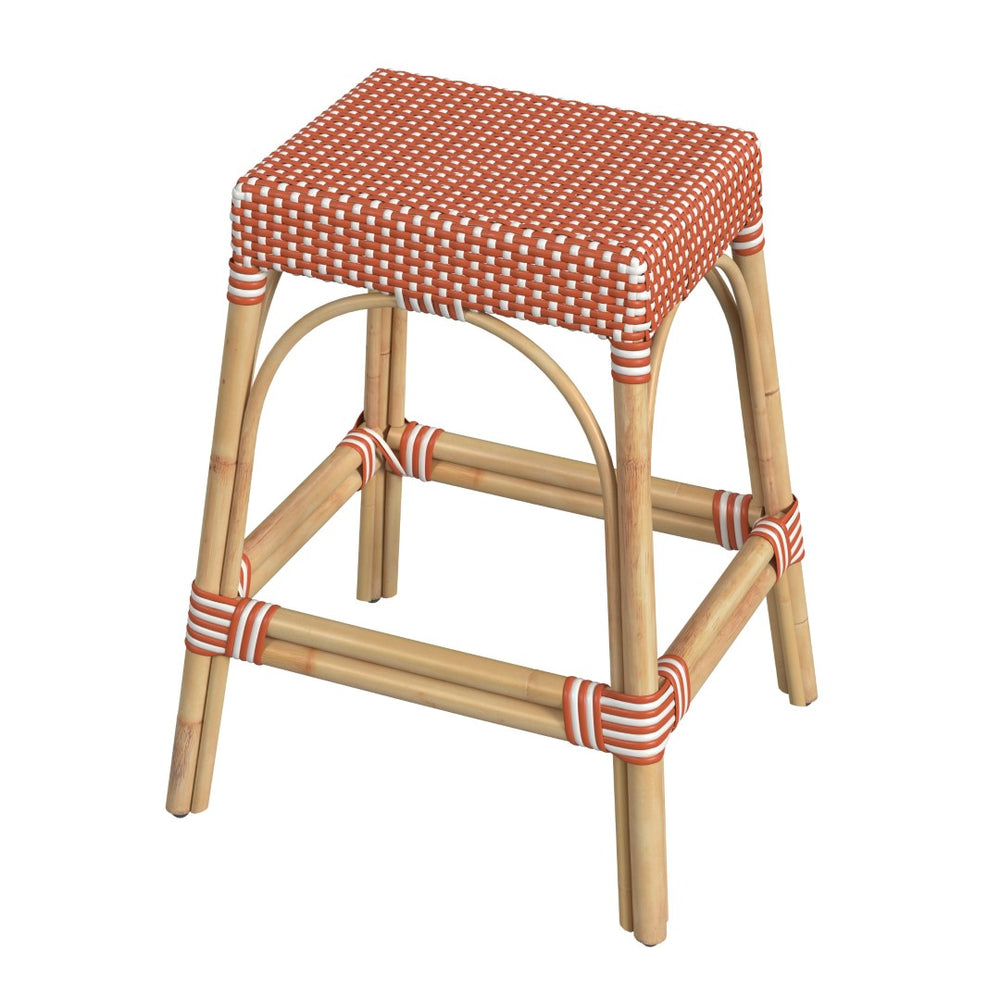 Butler Specialty Tobias 24.5" Rattan Orange and White Counter Stool 5513427
