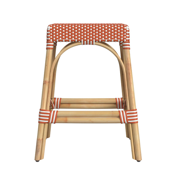 Butler Specialty Tobias 24.5" Rattan Orange and White Counter Stool 5513427