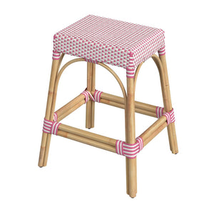 Butler Specialty Tobias 24.5" Rattan White and Pink Counter Stool 5513428