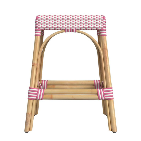 Butler Specialty Tobias 24.5" Rattan White and Pink Counter Stool 5513428