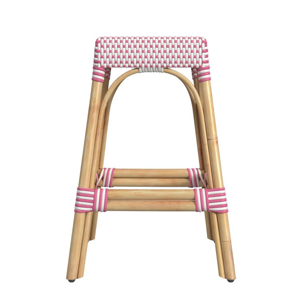 Butler Specialty Tobias 24.5" Rattan White and Pink Counter Stool 5513428