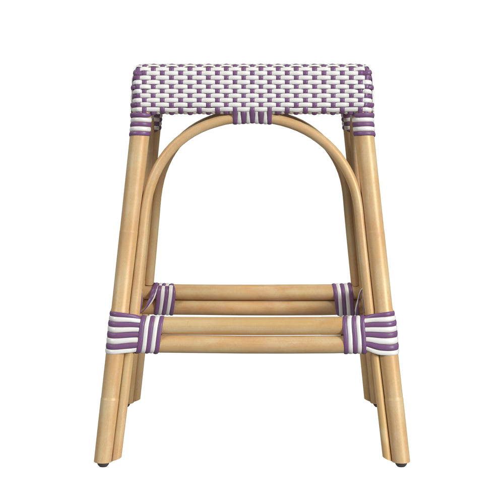 Butler Specialty Tobias 24.5" Rattan White and Purple Counter Stool 5513429