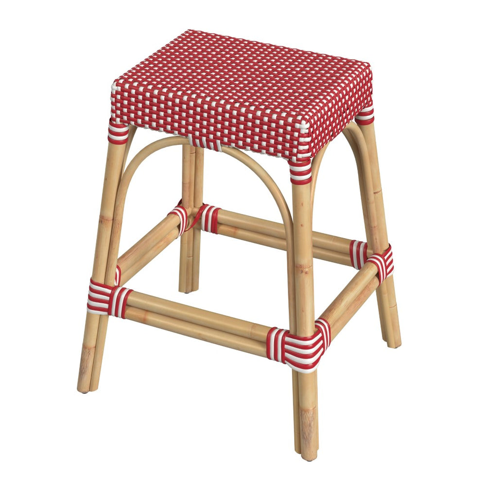 Butler Specialty Tobias 24.5" Rattan Red and White Counter Stool 5513430
