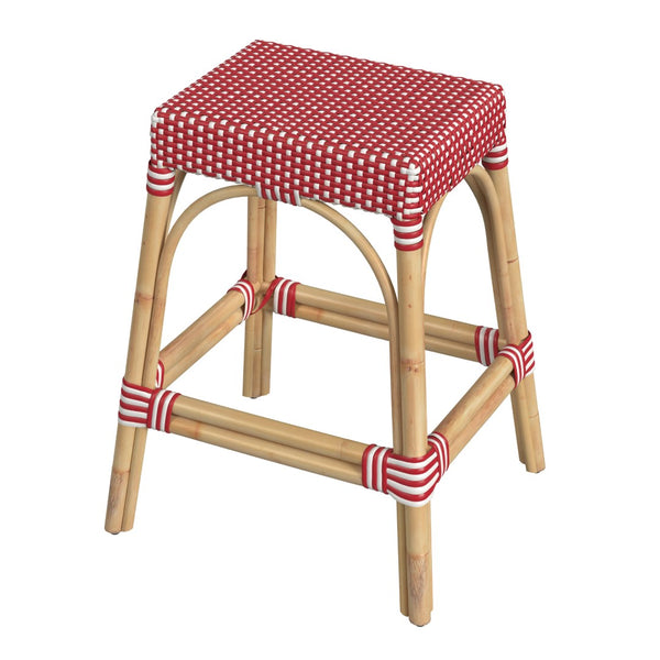 Butler Specialty Tobias 24.5" Rattan Red and White Counter Stool 5513430