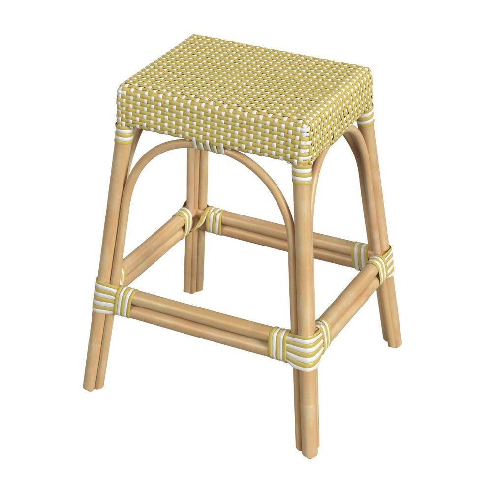 Butler Specialty Tobias 24.5" Rattan Yellow and White Counter Stool 5513431