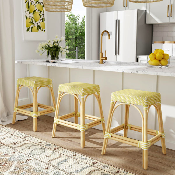 Butler Specialty Tobias 24.5" Rattan Yellow and White Counter Stool 5513431