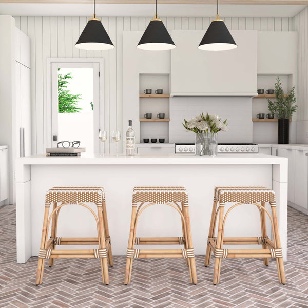 Butler Specialty Robias 24.5" Beige Diamond  Rectangular Rattan Counter Stool 5513984