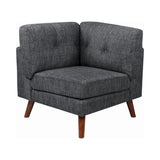 Churchill Traditional Tufted Cushion Back Corner Dark Grey and Walnut