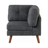 Churchill Traditional Tufted Cushion Back Corner Dark Grey and Walnut