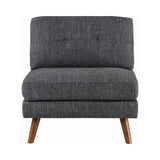 Churchill Traditional Tufted Cushion Back Armless Chair Dark Grey and Walnut