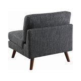 Churchill Traditional Tufted Cushion Back Armless Chair Dark Grey and Walnut