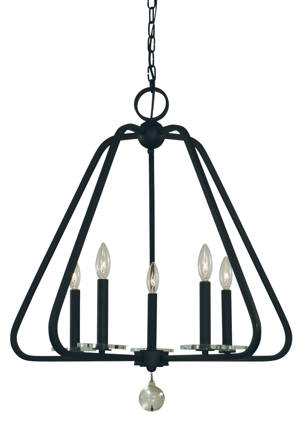 5-Light Matte Black Triangulum Dining Chandlier