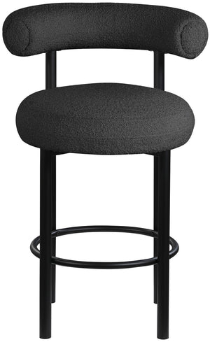 Bordeaux Boucle Fabric / Iron / Wood / Foam Contemporary Black Boucle Fabric Stool - 23" W x 22" D x 35.5" H