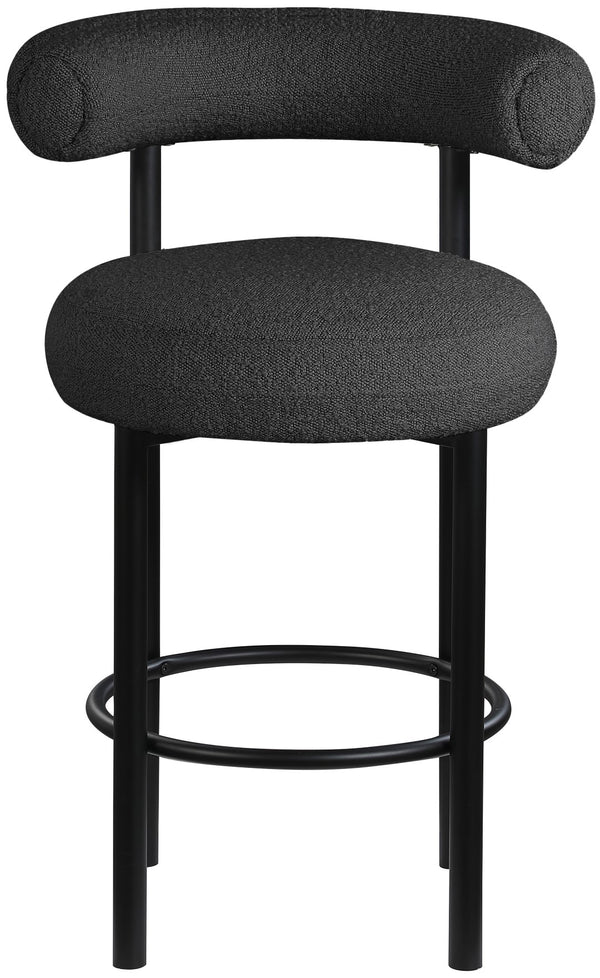Bordeaux Boucle Fabric / Iron / Wood / Foam Contemporary Black Boucle Fabric Stool - 23" W x 22" D x 35.5" H