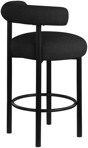 Bordeaux Boucle Fabric / Iron / Wood / Foam Contemporary Black Boucle Fabric Stool - 23" W x 22" D x 35.5" H