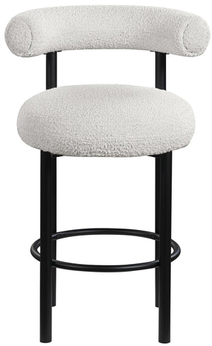 Bordeaux Boucle Fabric / Iron / Wood / Foam Contemporary Cream Boucle Fabric Stool - 23" W x 22" D x 35.5" H