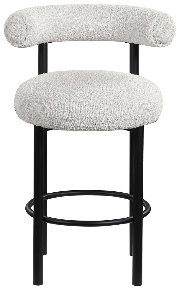Bordeaux Boucle Fabric / Iron / Wood / Foam Contemporary Cream Boucle Fabric Stool - 23" W x 22" D x 35.5" H