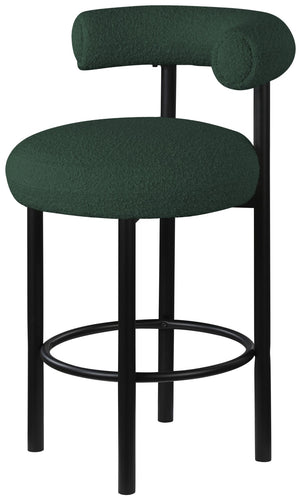 Bordeaux Boucle Fabric / Iron / Wood / Foam Contemporary Green Boucle Fabric Stool - 23" W x 22" D x 35.5" H