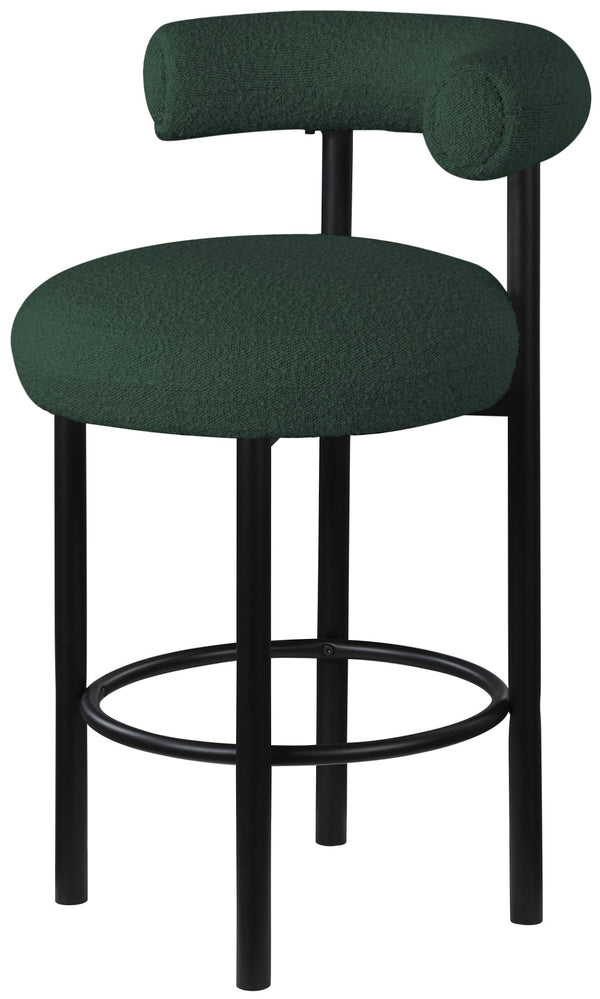 Bordeaux Boucle Fabric / Iron / Wood / Foam Contemporary Green Boucle Fabric Stool - 23" W x 22" D x 35.5" H