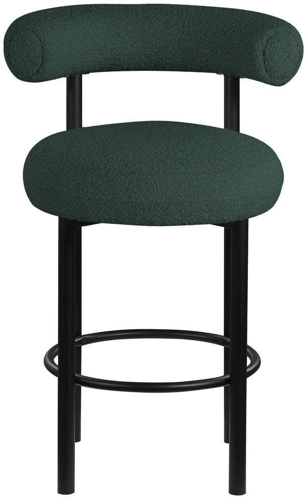 Bordeaux Boucle Fabric / Iron / Wood / Foam Contemporary Green Boucle Fabric Stool - 23" W x 22" D x 35.5" H