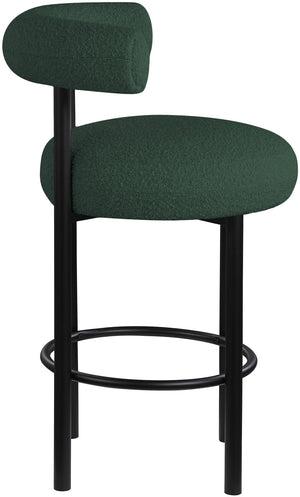 Bordeaux Boucle Fabric / Iron / Wood / Foam Contemporary Green Boucle Fabric Stool - 23" W x 22" D x 35.5" H