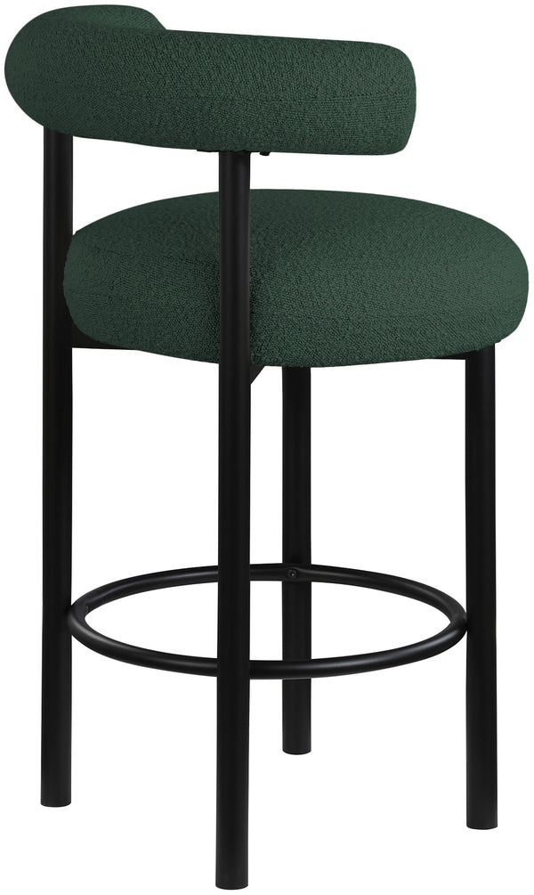 Bordeaux Boucle Fabric / Iron / Wood / Foam Contemporary Green Boucle Fabric Stool - 23" W x 22" D x 35.5" H