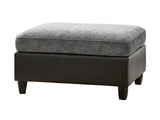 Vinny Casual Rectangle Upholstered Ottoman Pewter and Black